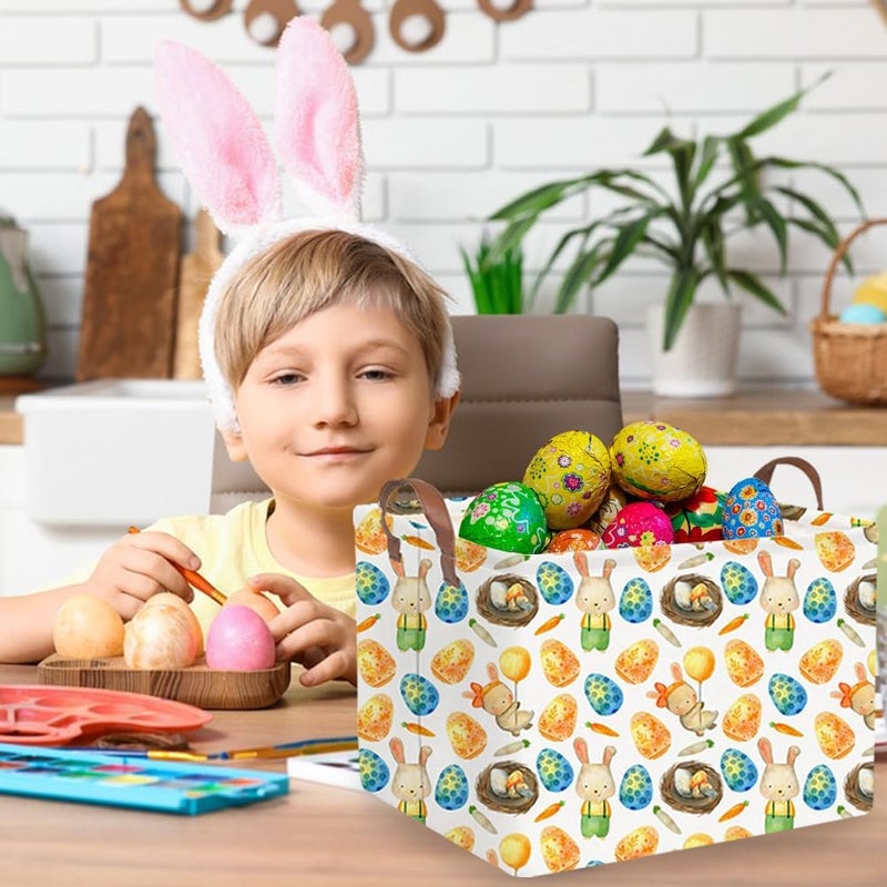 FXOCSHE Rectangular Easter basket,Easter basket empty,Kids Storage Baskets for kids Bedroom,Gift bin,Kids Storage Bin,Easters gift baskets,Kids home Decor(Rabbit Easter egg) - Image 4